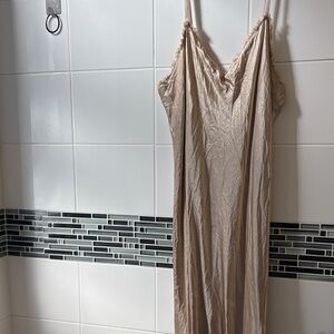 Vince Crinkle Champagne Slip Dress